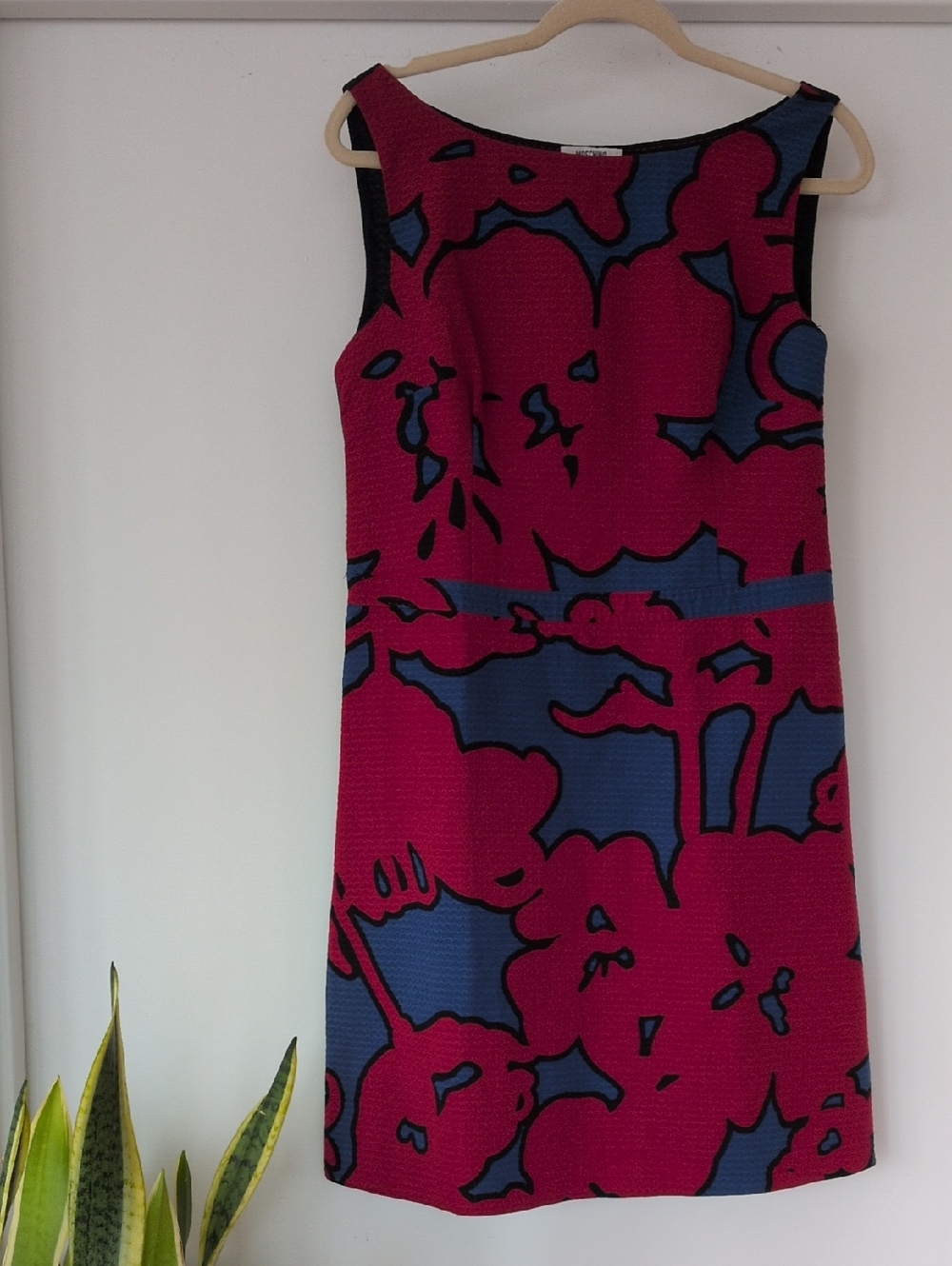 Moschino Magenta and Blue Floral Sheath Midi Dress